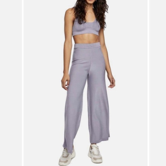 Free People Show Off Set Pewter Pants Set Active Wear spring S NWT $128 boho - Picture 2 of 11